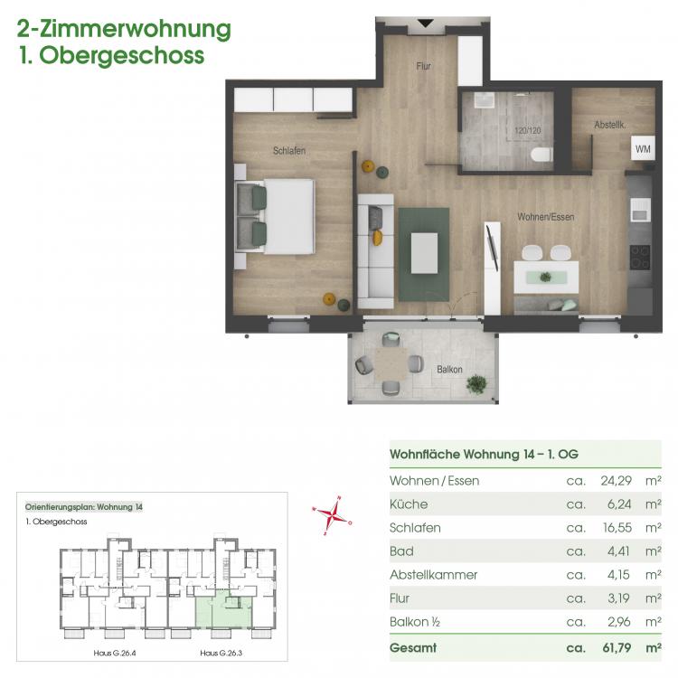 2 Zimmerwohnung Obergeschoss