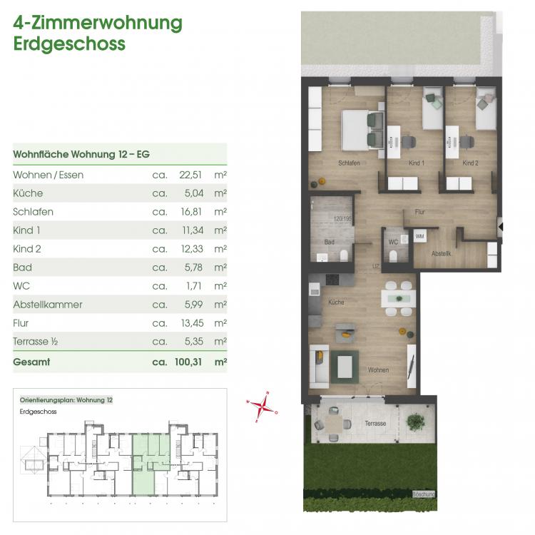 4 Zimmerwohnung Erdgeschoss